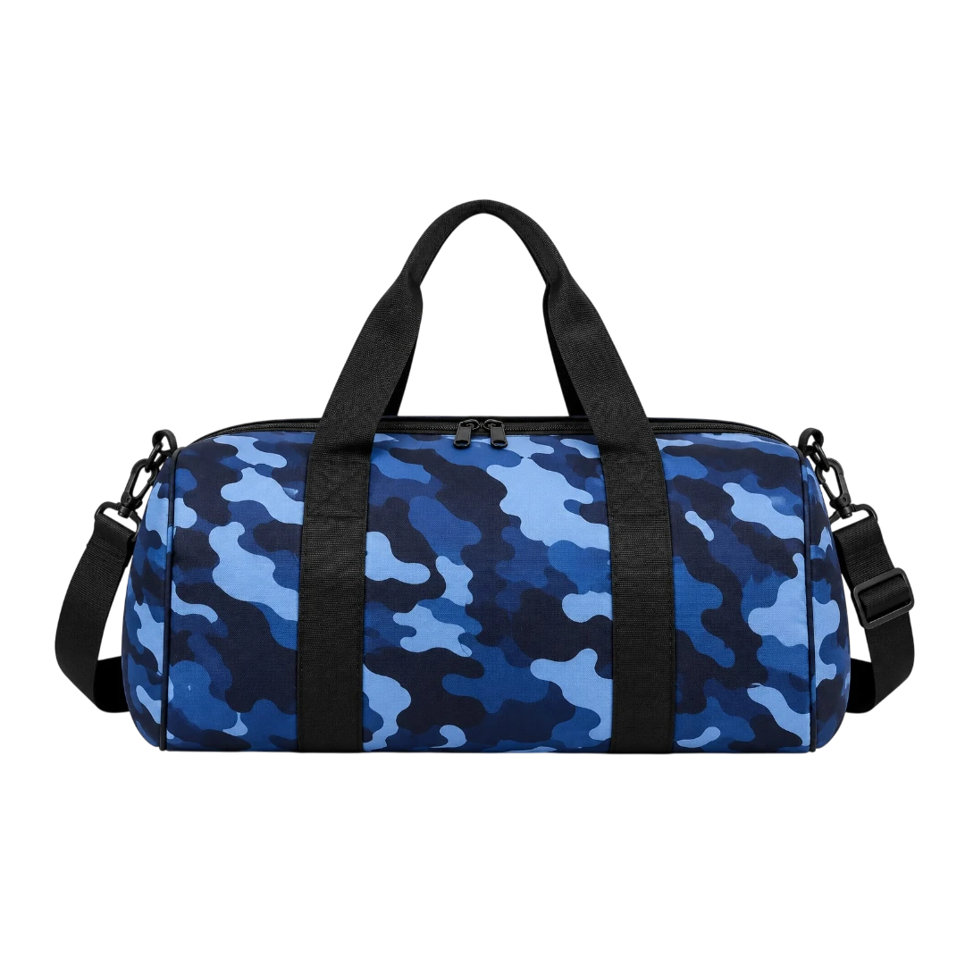 Basilz Blue Camouflage Gym Duffel Bag with Adjustable Shoulder Strap