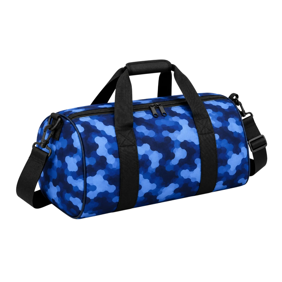 Basilz Blue Camouflage Gym Duffel Bag with Adjustable Shoulder Strap